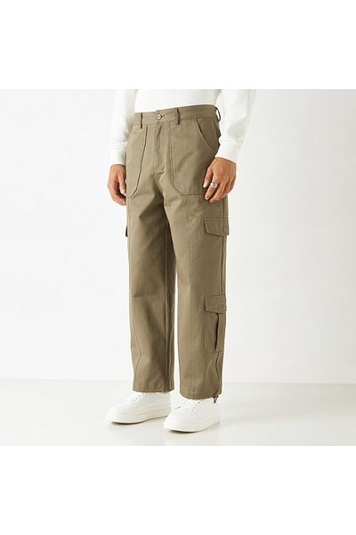 Iconic Solid Relaxed Fit Pants with Pockets