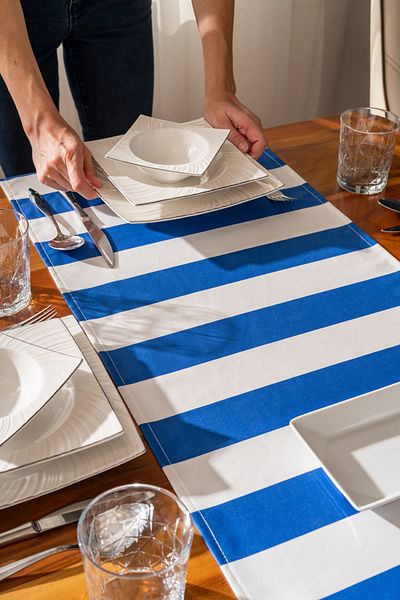 Alseko Concept Blue-White Stripe Patterned, Tasseled, 40X140Cm Runner