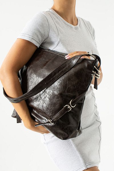 Rosmod Bitter Brown Medium Voyo Boyfriend - Casual Belted Wrinkled Leather Shoulder Bag