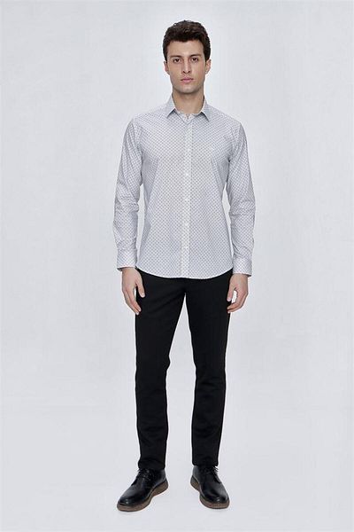 İmza Cămașă albă cu mânecă lungă, clasică, slim fit, din bumbac, lycra 1004225212
