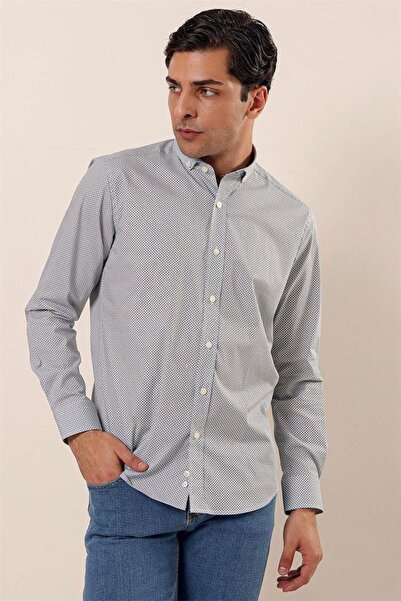 İmza Біла сорочка з довгими рукавами, без кишень, з бавовняним лікрам, у стилі кежуал, облягаючий крій, 1004230120