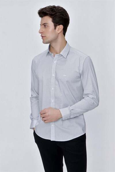 İmza Λευκό μακρυμάνικο κλασικό πουκάμισο από βαμβακερό λύκρα 1004225213