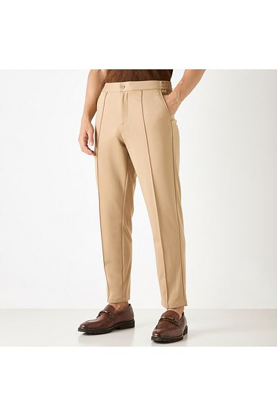 Iconic Solid Slim Fit Trousers with Pockets