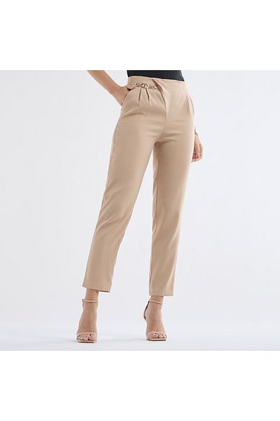 FAV Solid Pleated Regular Fit Trousers with Metallic Accent