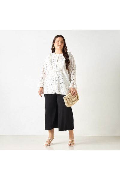 Ulla Popken Plus Size Ulla Popken Culottes with Elasticated Waistband and Pockets