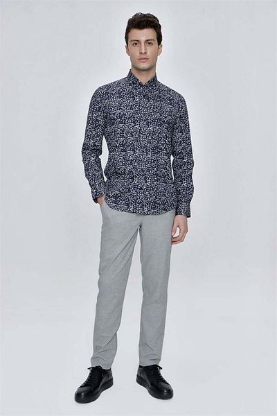 İmza Cămașă cu mânecă lungă, albastru închis, cu guler, cămașă clasică din bumbac, lycra, slim fit 1004225210