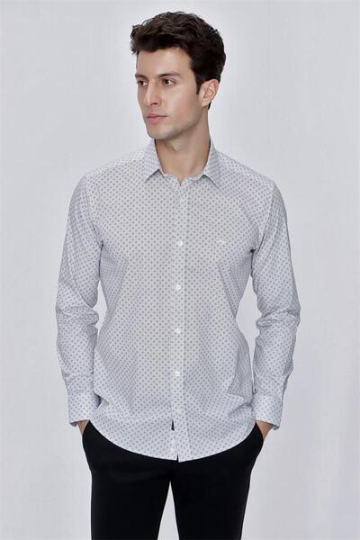 İmza Λευκό μακρυμάνικο κλασικό πουκάμισο από βαμβακερό Lycra 1004225212