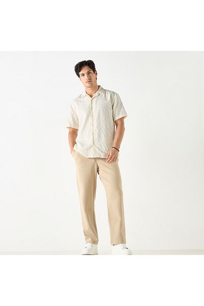 Iconic Textured Pants with Semi-Elasticated Waistband and Pockets