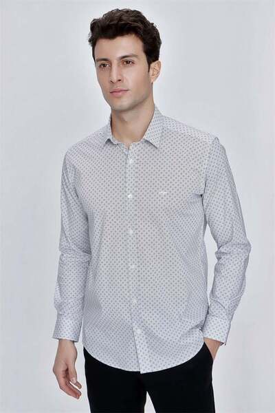 İmza Λευκό μακρυμάνικο κλασικό πουκάμισο από βαμβακερό Lycra 1004225212