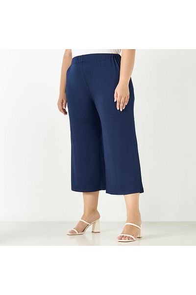 Ulla Popken Plus Size Ulla Popken Culottes with Elasticated Waistband and Pockets