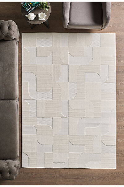 Anaska Home Kolay Temizlenebilir Yumuşak Dokulu Kaymaz Taban Şık Sisal Krem O...