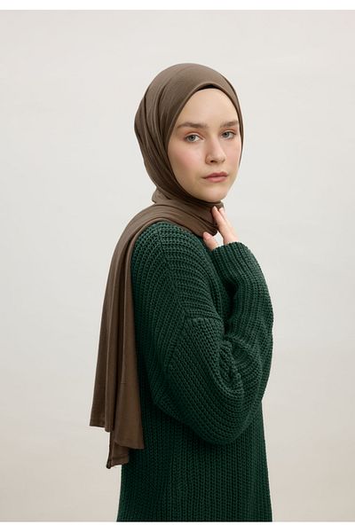 Mesa Charm Hijab Combed Cotton Women's Shawl - Chocolate Design