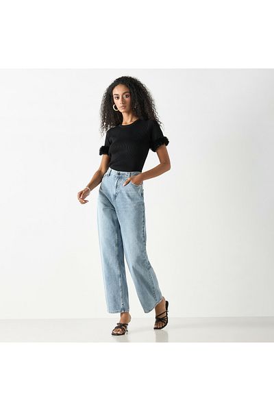 2Xtremz Wide Leg Jeans with Button Closure