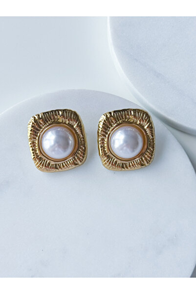 CHARMLUCKY ÇELİK İNCİ KARE KÜPE