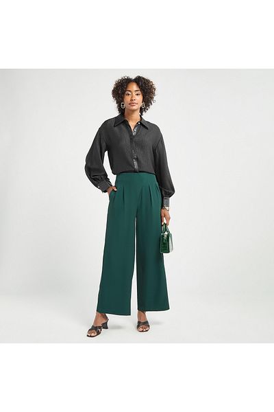 FAV Solid Wide Leg Pants with Pockets