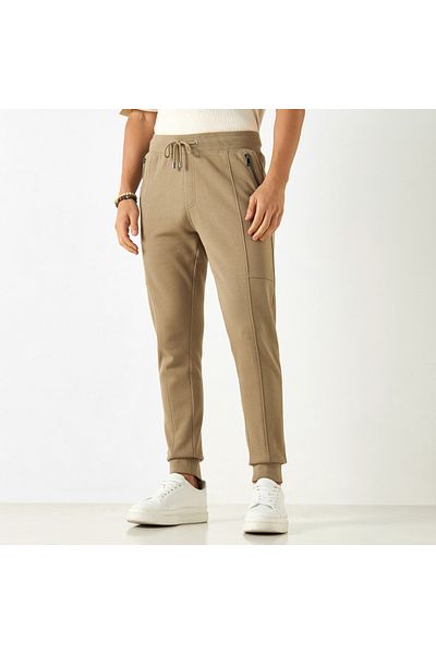 Iconic Solid Slim Fit Joggers with Drawstring Closure and Pockets