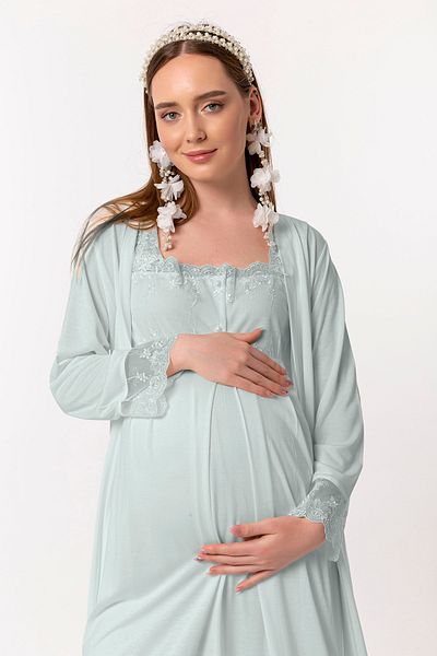 ByLohusa طقم ثوب نوم للحوامل باللون الفيروزي من Effortt