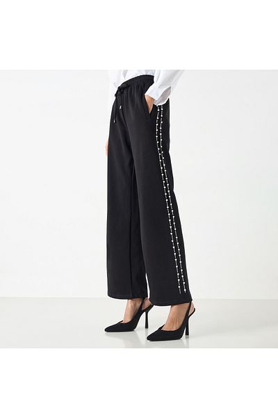 2Xtremz Embellished Mid-Rise Trousers with Drawstring Closure and Pockets