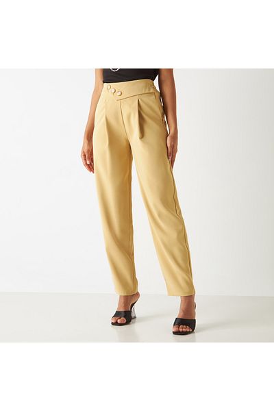 2Xtremz Tapered Trousers with Pleat Detail and Button Closure