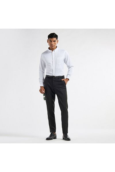 FAV Slim Fit Flexi-Waist Trousers with Pockets and Button Closure