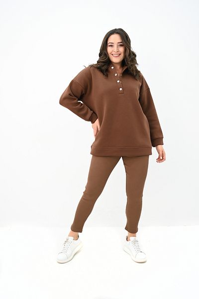 Koza Butik Дамски комплект клинове с качулка и копчета, големи размери, 8154-25