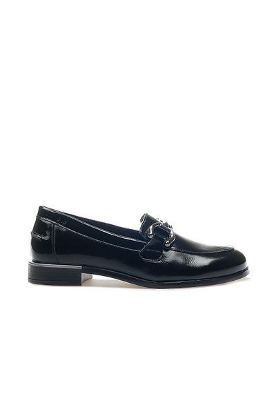 Venüs Women's Genuine Leather Buckle Detailed Loafer Casual Shoes (36-40) 24K 2455201 K Z Black Wrinkled Rug