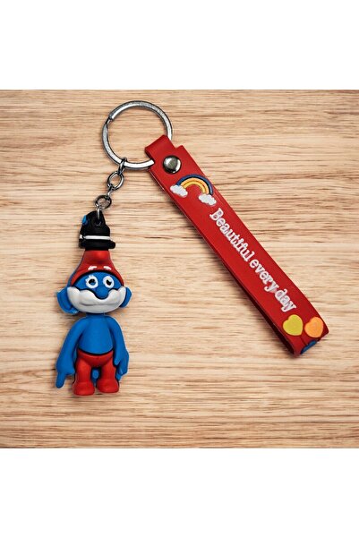 KEHVAN Şirinler Anahtarlık (Şirin Baba) 3D Anahtarlık Oyuncak ve Çanta Aksesuarı