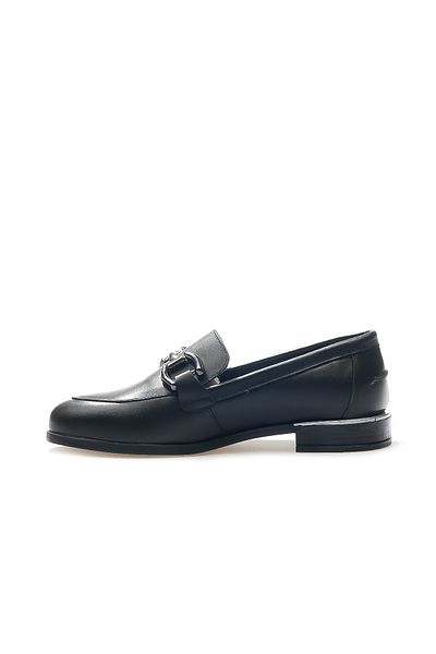 Venüs Genuine Leather Women's Loafers - Buckle Detailed, Casual Shoes (36-40) 24K 2455201 K Z Black