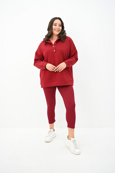 Koza Butik Дамски комплект клинове с качулка и копчета, големи размери, 8154-25