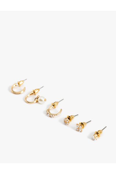 Koton Set of 6 Pearl Hoops and Ball Earrings