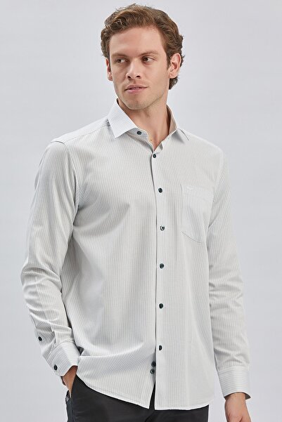 İmza Темно-зелена сорочка з довгими рукавами, кишенями, з бавовни, класичного крою, зручна, 1004240226