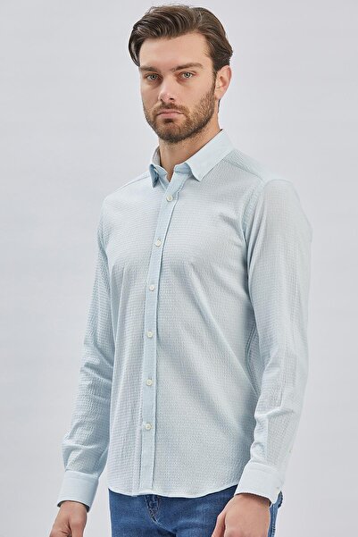 İmza Темно-синій довгий рукав Slim Fit: комір з коміром, бавовна