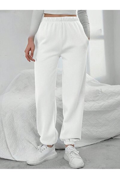 over head oh White Jogger Sweatpants - Γυναικεία, Χειμερινά, ίσια, 3 κλωστές