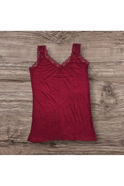 TRİYA FASHİON Strap Zero Sleeve Viscose Lycra Lace Women's Undershirt (2 Pcs)