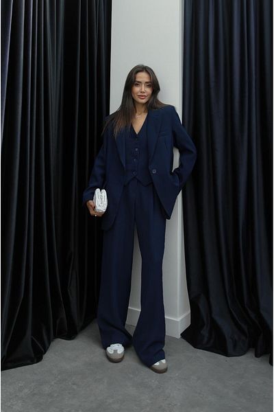 Havoş Navy Blue Kerry Palazzo Trousers
