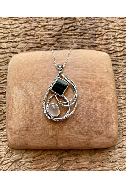 Apricity Silver Günüş Oniks ve Aytaşı Taşlı El İşi Kolye (Tek Ürün)