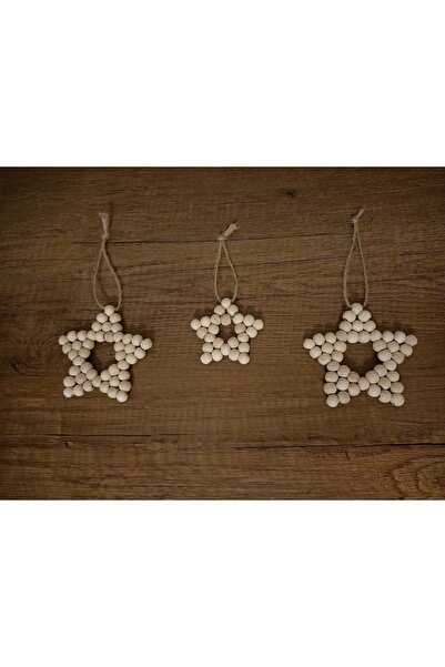 DECORATIVE WOODEN BEADED STAR SET 3 PIECES, BABY ROOM DECORATION, DOOR, WALL, KITCHEN ORNAMENT