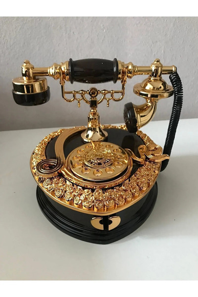 devigo Müzikli Nostaljik Telefon - 2 Bölmeli Takı Kutusu Mücevher Kutusu