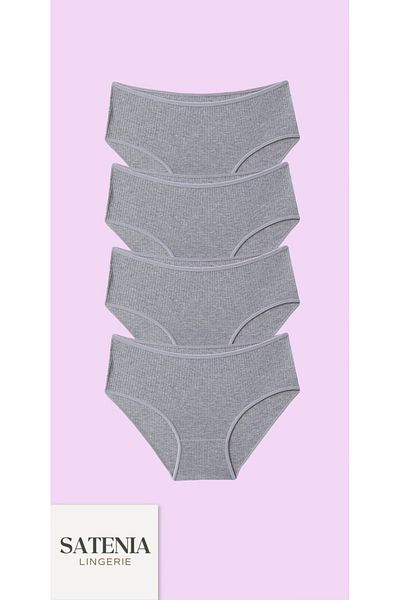 SATENIA LINGERIE Plus Size Corded Cotton Panties - Pack of 4 (Xl-2Xl to 3XL)
