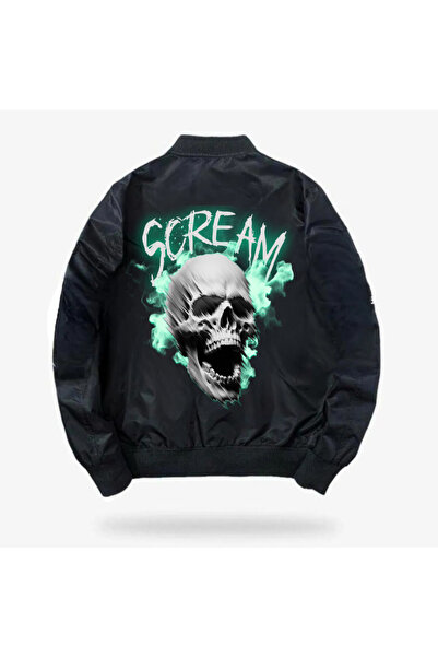 Touz Moda Jachetă Bomber unisex cu imprimeu Scream