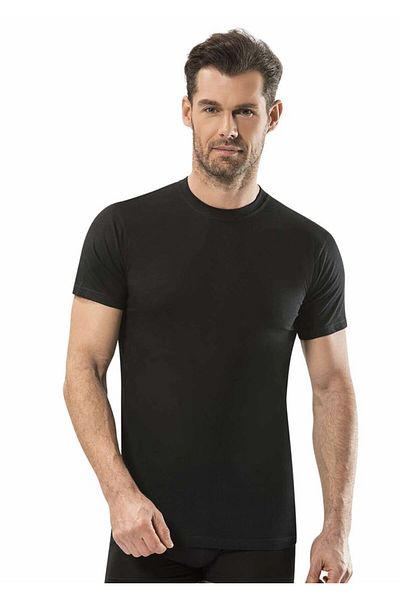 SİERNA 6-Piece Men's Combed Cotton Black Crew Neck Undershirt Undershirt Srn-003009