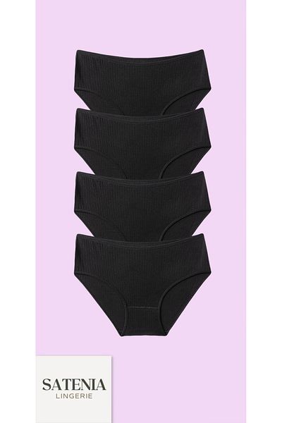 SATENIA LINGERIE Plus Size Women's Ribbed Panties - Pack of 4 (Xl-2Xl to 3XL)