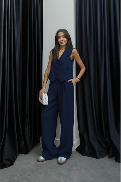 Havoş Navy Blue Kerry Palazzo Trousers
