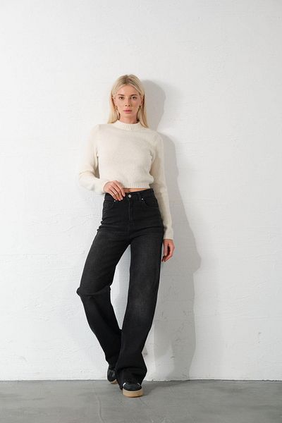 Maule Flexibler Denim-Stoff – Palazzo-Jeans mit weitem Bein @Cesena