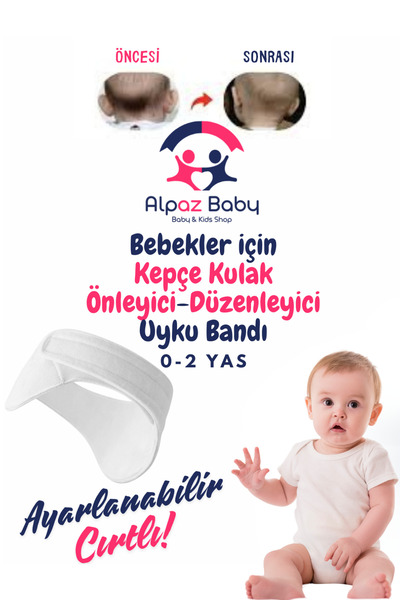 Genc Home Bebek Kepçe Kulak Bandı / Kepçe Kulak Önleyici-Düzenleyici Uyku Bandı (0- 2 Yaş Arası Uygun)