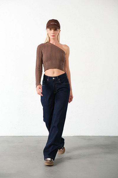 Maule Relaxed Fit Dark Blue Denim Trousers - Wide Leg Baggy Jeans @Varese