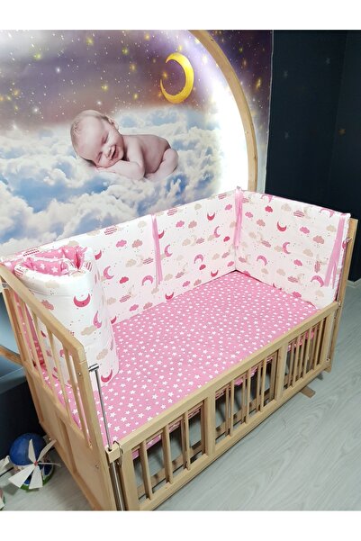 Baby Clime 4 قطع حماية جانبية لسرير الأطفال مقاس 60 × 120 - نمط نجمة القمر الوردي (باستثناء ملاءة)