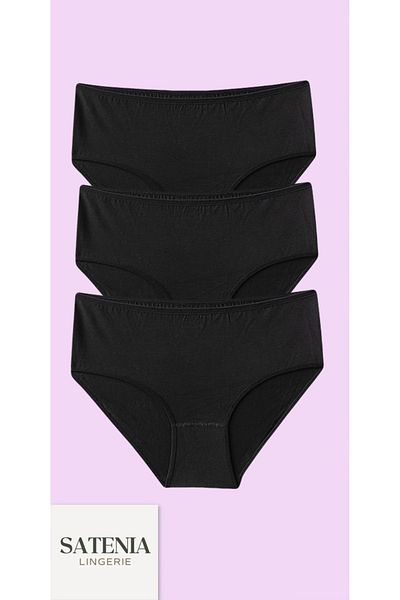 SATENIA LINGERIE Women's Casual Cotton Bato High Waist Panties 3 Pack (Xl-2Xl-3Xl Sizes)