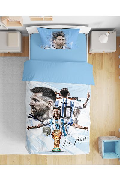 Erays Home Messi 3D digitální tištěná sada povlaků na přikrývku pro jednoho chlapce
