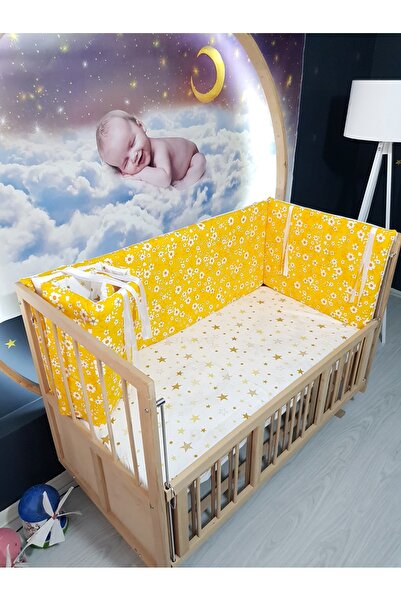 Baby Clime 4 قطع حماية جانبية لسرير الأطفال مقاس 60 × 120 - نمط نجمة زهرة صفر...